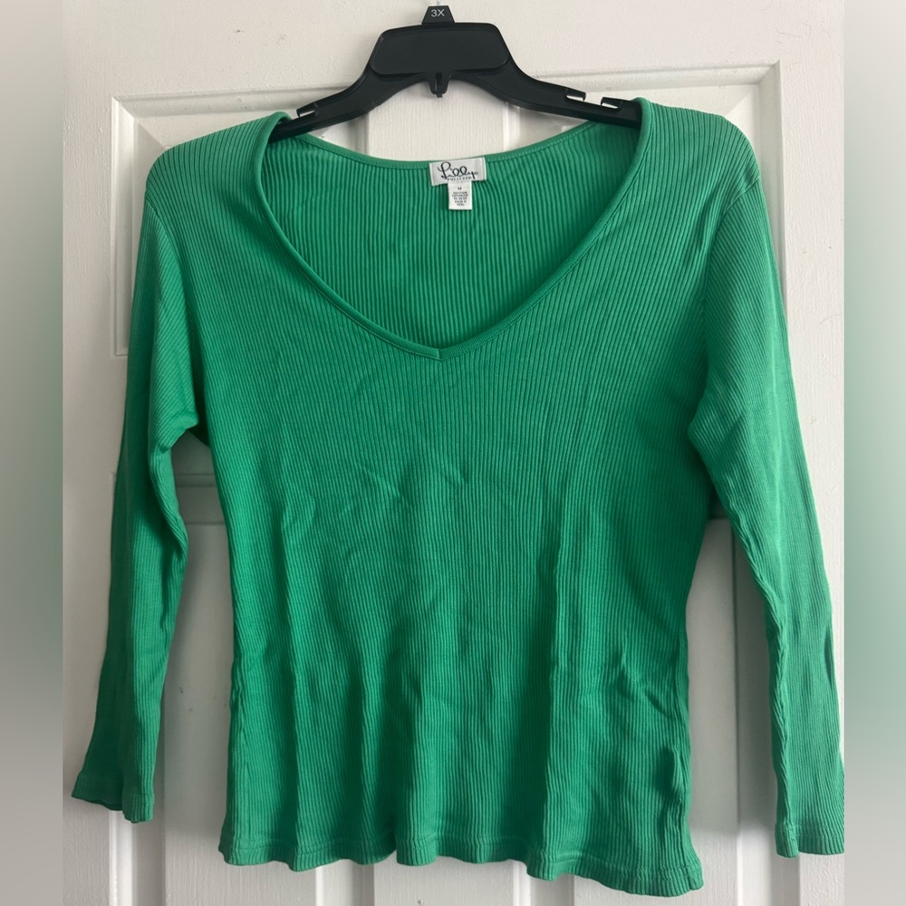 Lilly Pulitzer Vibrant Green Ribbed Blouse
